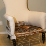 Traditional upholstery springs, Victorian Chair, reupholster, upholstery calico