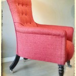 Traditional upholsteryVictorian chair, reupholstered, new upholstery springs, horsehair, shallow buttoning.